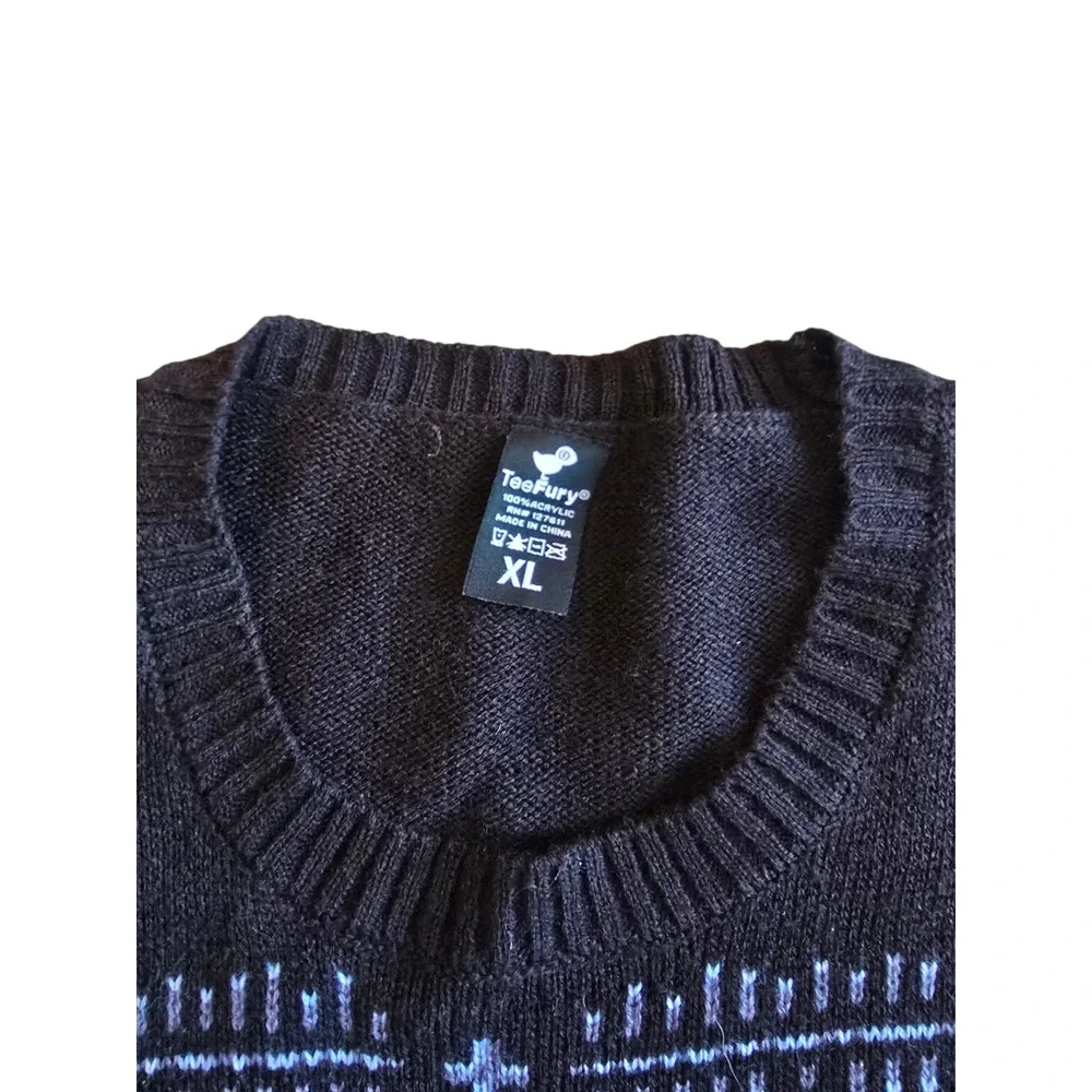 TeeFury Nightmare Before Christmas Jack‎ Sally Knit XL ugly Christmas sweater